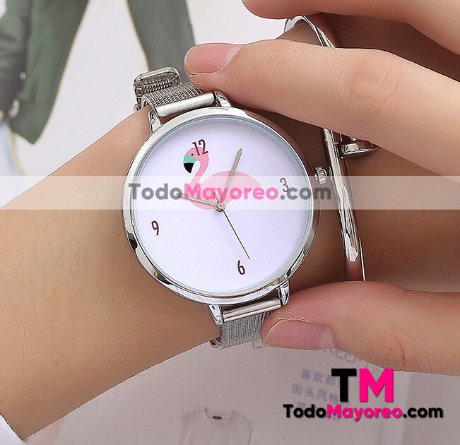 Reloj plata extensible metal Flamingo R1930