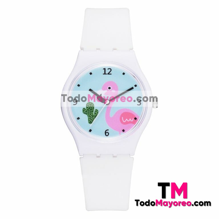 Reloj Blanco Extensible caucho flamingo R3049