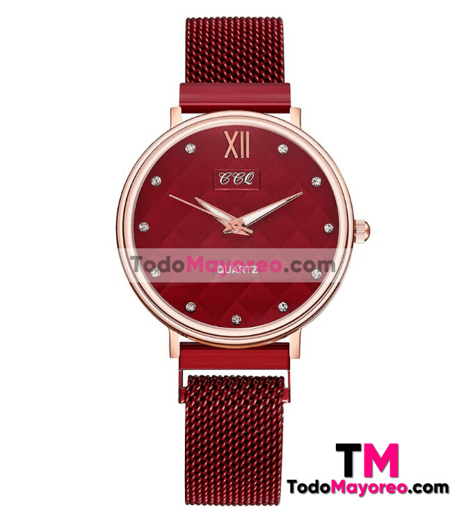 Reloj Diamantes Rojo Extensible Mesh ImanCuadros R3319