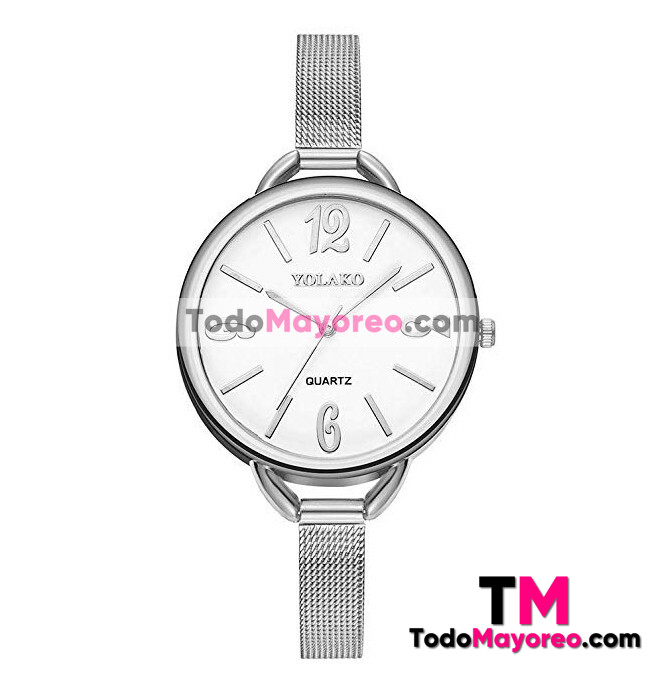 Reloj Delgado Plata Extensible Metal Mesh Blanco R3369