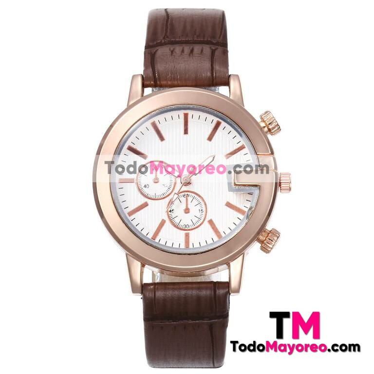 Reloj Tipo Cocodrilo Cafe Extensible Piel Sintetica Calendario R3520