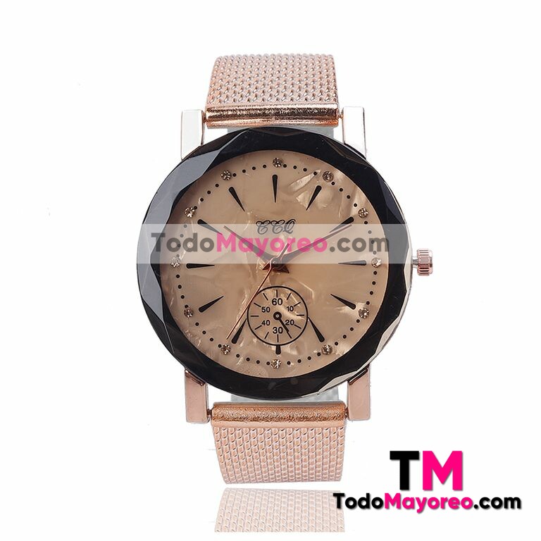 Reloj Sin Numeros Gold Rose Extensible Plastico Diamantes R3567