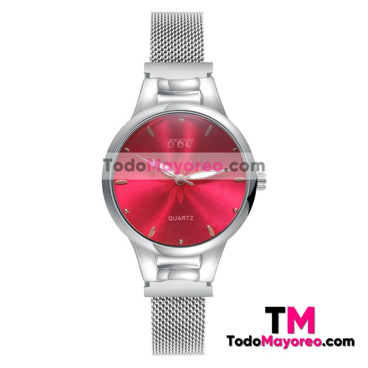 Reloj Flor Plata Extensible Metal Mesh Fuccia Satinado R3573
