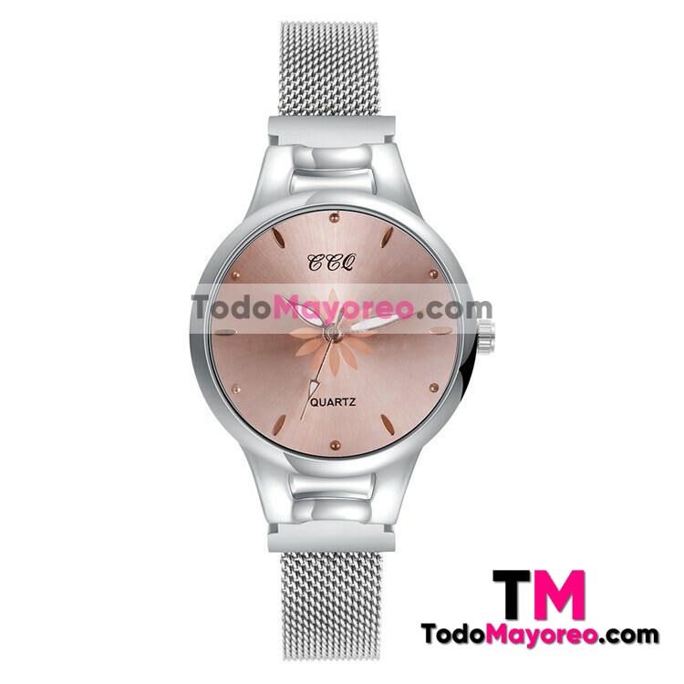 Reloj Flor Plata Extensible Metal Mesh Rosa Satinado R3576