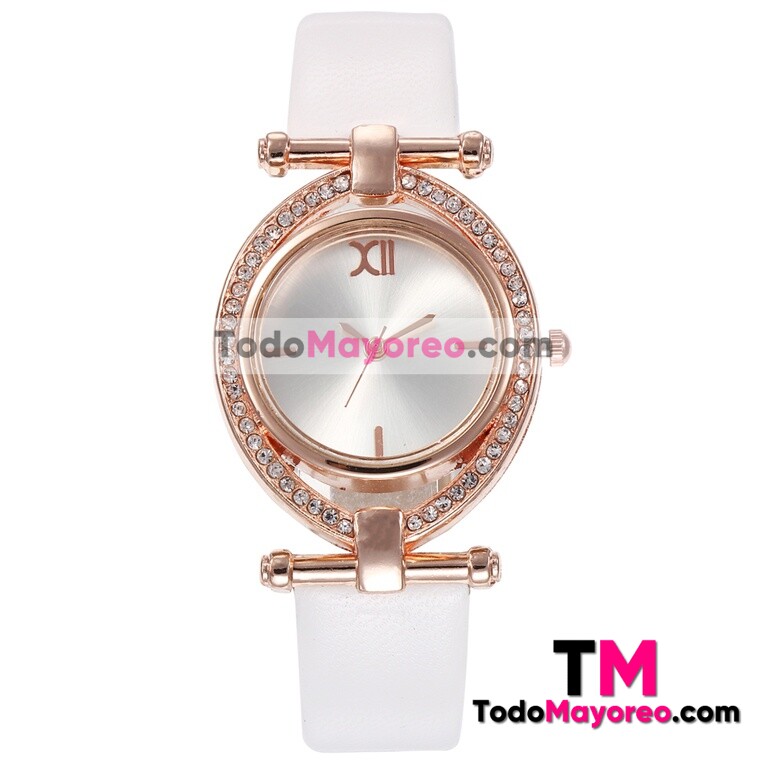 Reloj Diamantes Blanco Extensible Piel Sintetica Doble aro R3583