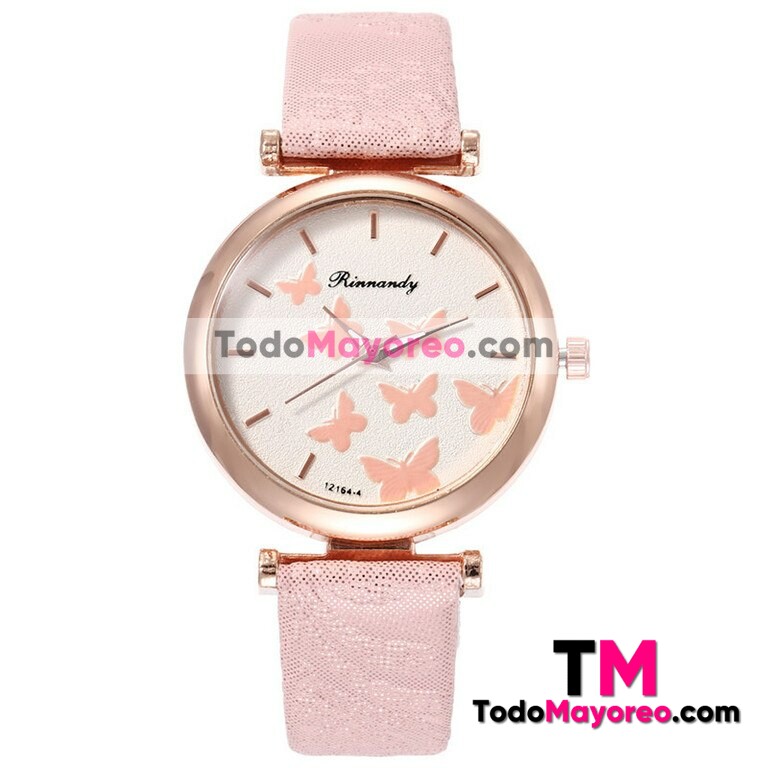 Reloj Rosa Extensible Piel Sintetica Mariposas Rosas R3761