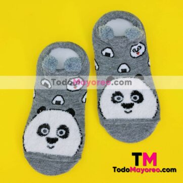 Calcetines Talla 1-4 Cara de Panda Po y Dumplings Gris A1734