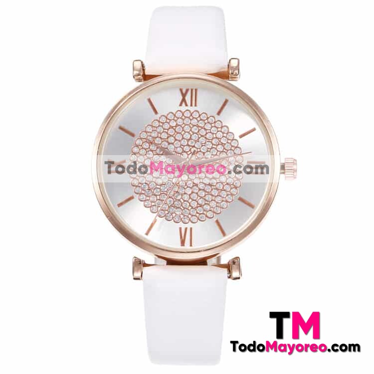 Reloj Extensible Piel Sintetica Doble Circulo Diamantes Blanco R3932
