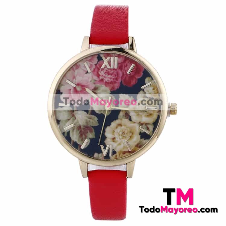 Reloj Extensible Piel Sintetica Delgado Rosal Rojo R3943