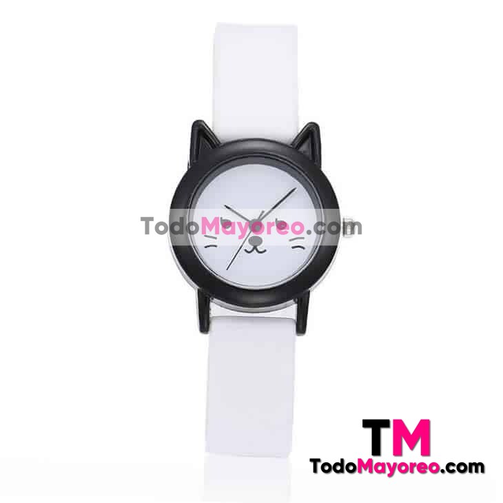 Reloj Extensible Caucho Deportivo Sr. Gato Blanco R4057