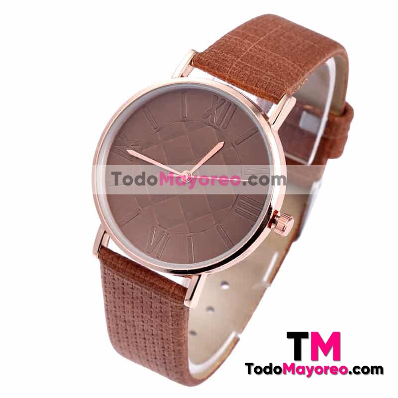 Reloj Extensible Piel Sintetica Tipo Tela Cafe R4169
