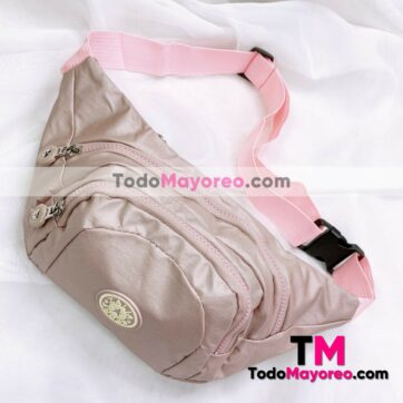 Cangurera Tela Triple Cierre Sports Cinturon Elastico Ajustable Rosa accesorios de mayoreo A2377