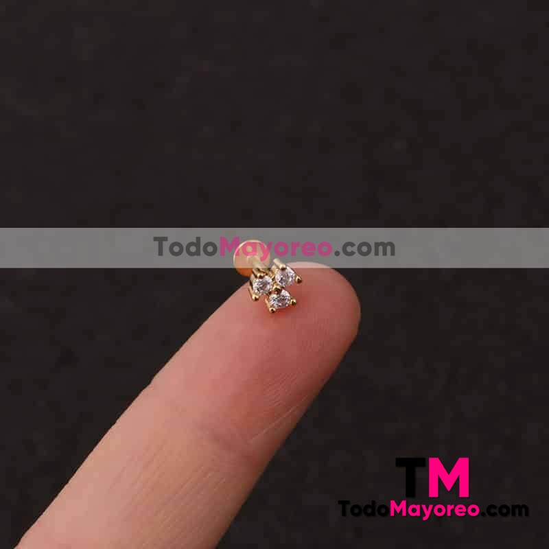 Piercing Helix Tipo Flor con Diamante Dorado Accesorios de Mayoreo A2846
