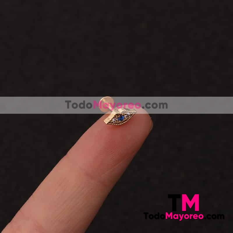 Piercing Helix Ojo Turco con Diamante Dorado Accesorios de Mayoreo A2847