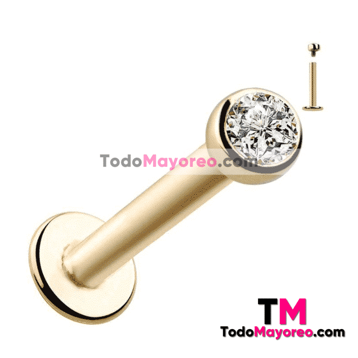 Piercing Diamante Blanco Dorado Accesorios de Mayoreo A2885