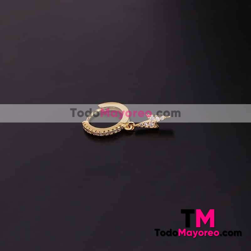 Argolla Huggies Dije de Rayo Mini con Diamantes Dorado Accesorios de Mayoreo A2901