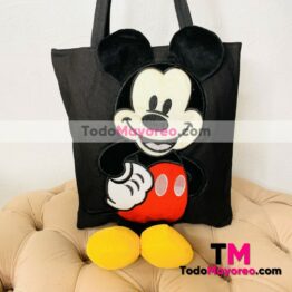 Bolsa Piel sintetica Diseño de Mickey Mouse Zapatitos Amarillos Negra accesorios de mayoreo A3025