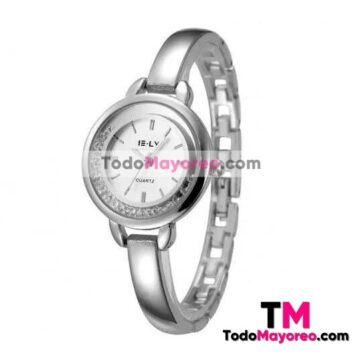 Reloj Plata De Metal Caratula Con Diseño Diamantes Sueltos Sin Numeros Proveedor De Fabrica Mayoreo R1811