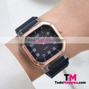Reloj Negro De Caucho Caratula Con Diseño Cuadrado Proveedores Mayoristas De Fabrica R4679
