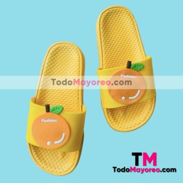 ZM00049 Sandalia De Baño Moda Casual Infantil Amarillo Diseño Naranja Calzado Mayoreo