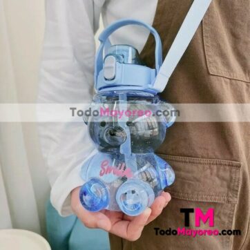 Termo/Botella 1500 ml Osito Teddy Smile Con Sticker 3D Azul Accesorios de Mayoreo A3259