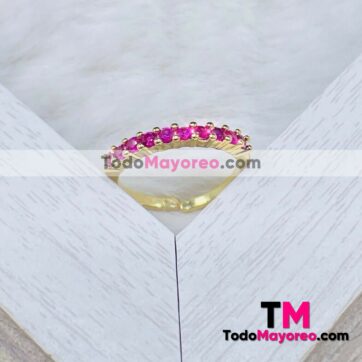 Anillo Ajustable con Diamantes Fiusha Dorado accesorios de mayoreo A3459