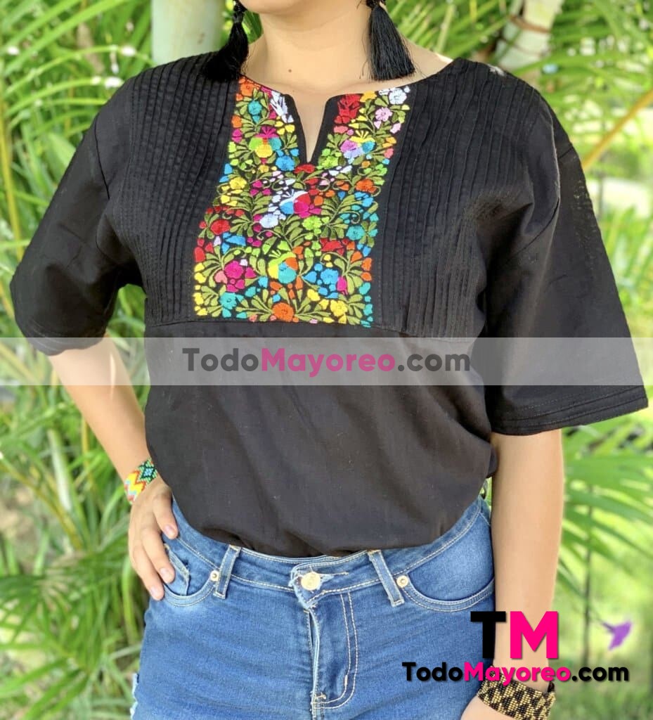 rj00679 Blusa artesanal mexicano para mujer hecho en Chiapas mayoreo  fabrica 