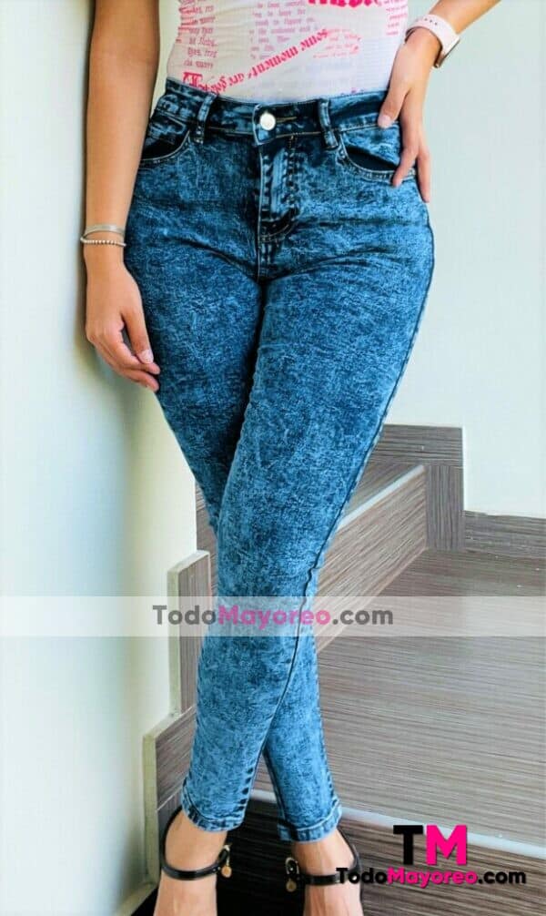C1189 Jeans Pantalon De Mezclilla Deslavado Strech Azul Ropa De Mayoreo Fabricantes (3)