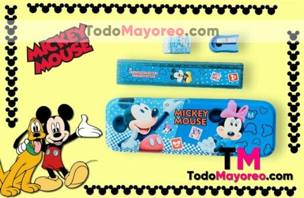 A3554 Set Escolar Juego De Papeleria Mickey Mouse Azul Accesorios De Mayoreo (7)