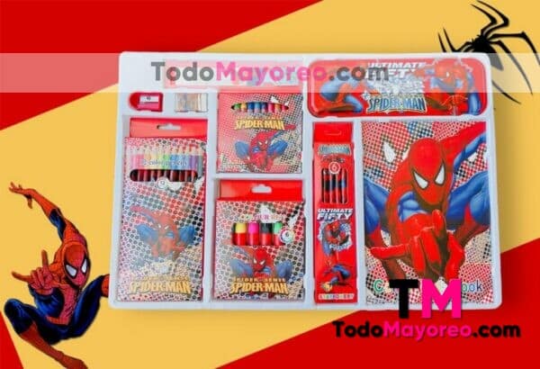 A3555 Set Escolar Juego De Papeleria Spider Man Rojo Accesorios De Mayoreo (6)