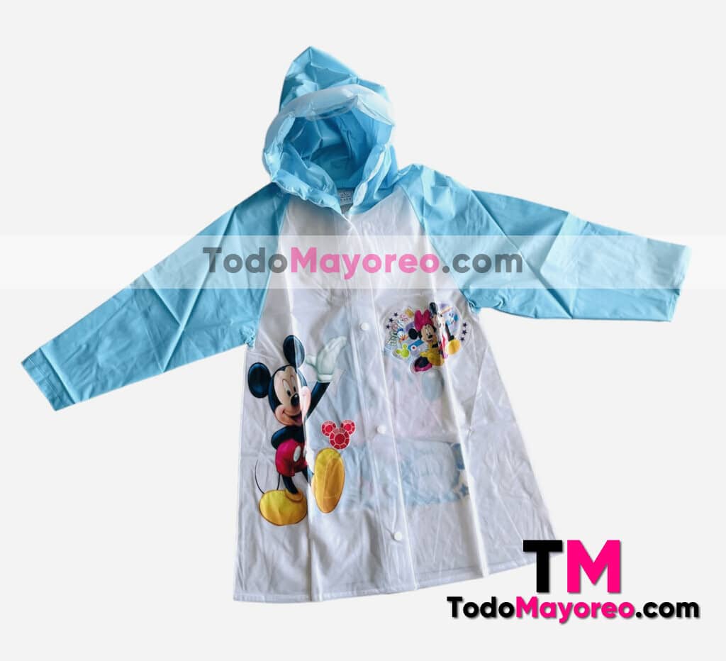 Impermeables Para Niños con Capucha y Visera de Mickey Mouse Azul Accesorios de Mayoreo A3569