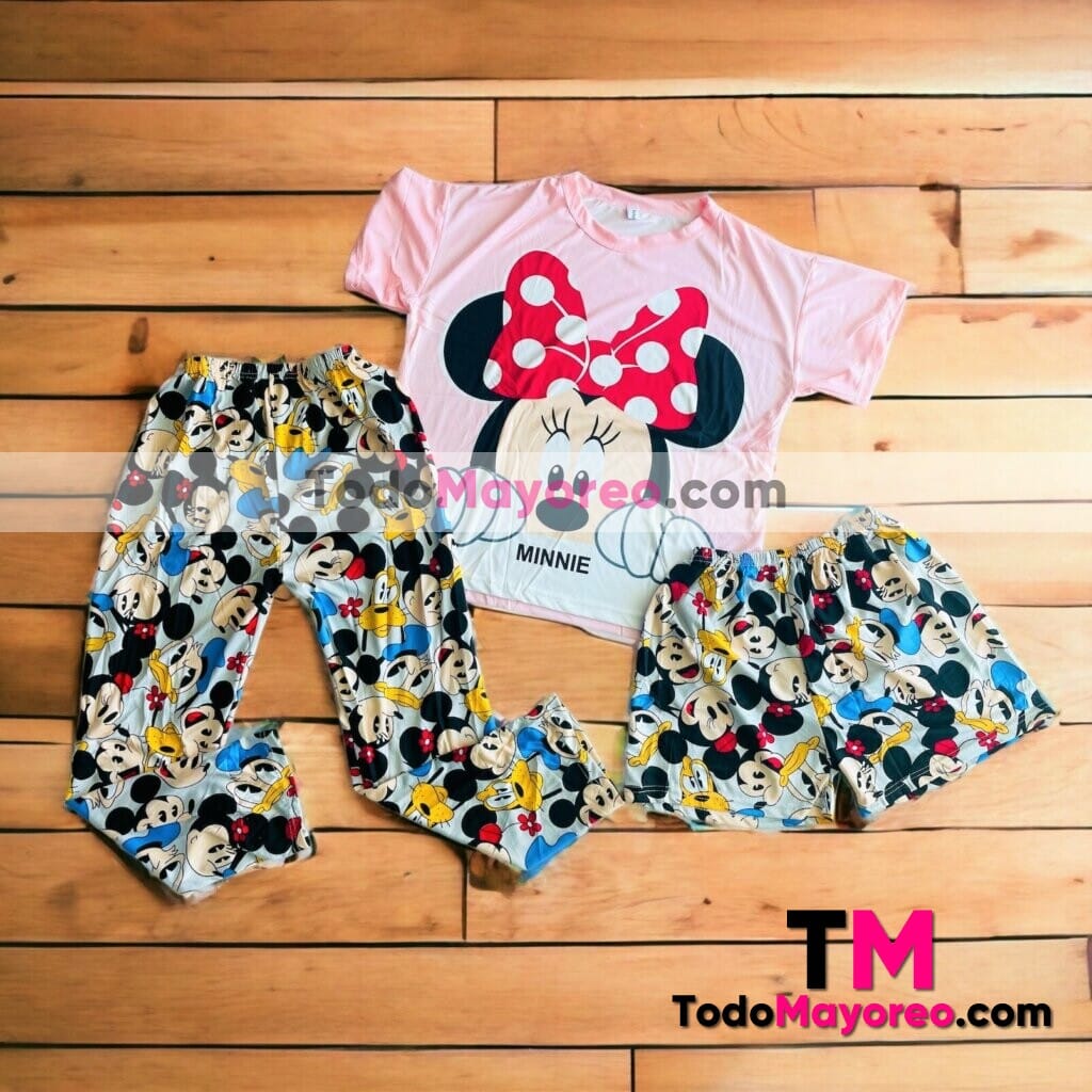 Pijama Unitalla 3 Piezas Minnie Mouse Colores Ropa de Moda al Por Mayor C1195