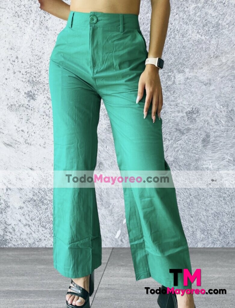 C1203 Pantalon Green de Pierna Ancha Basic con Bolsas Proveedor de Ropa Mayoreo