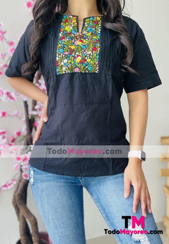 rj00679 Blusa artesanal mexicano para mujer hecho en Chiapas mayoreo fabrica
